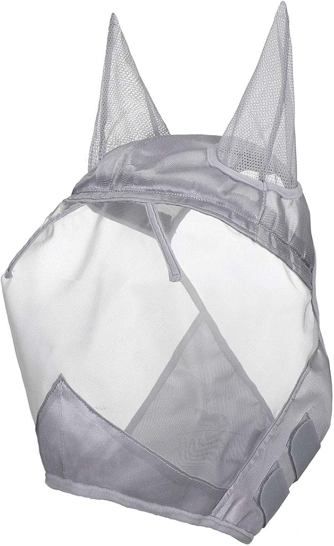 Harrison Howard CareMaster Horse Fly Mask Half Face with Ears Moonlight Silver XL Extra Full Size