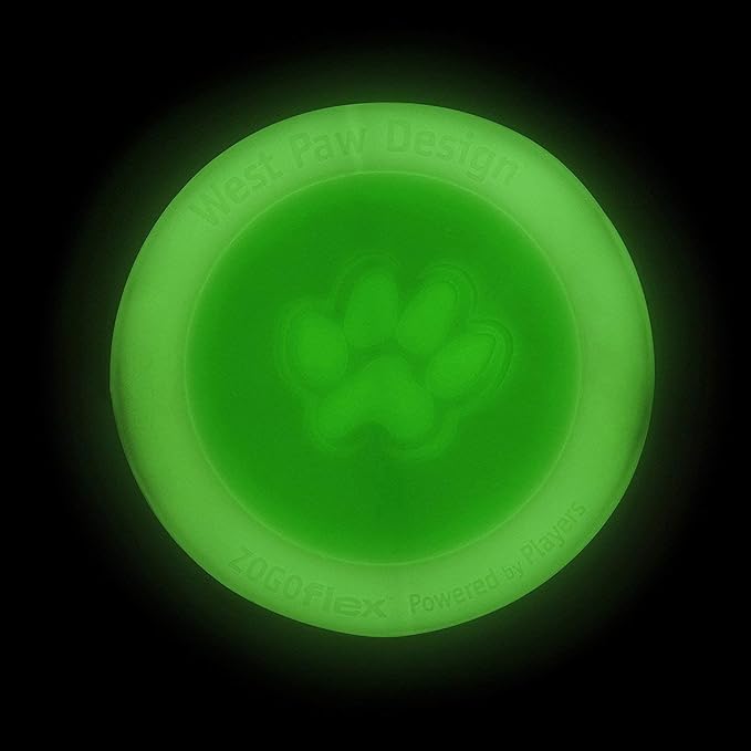 WEST PAW Zogoflex Zisc Dog Flying Disc, High Flying Aerodynamic Disc for Dogs Puppy – Lightweight, Floatable Disc for Fetch, Tug of War, Catch, Play – Doubles as Food/Water Bowl, Small 6.5", Glow