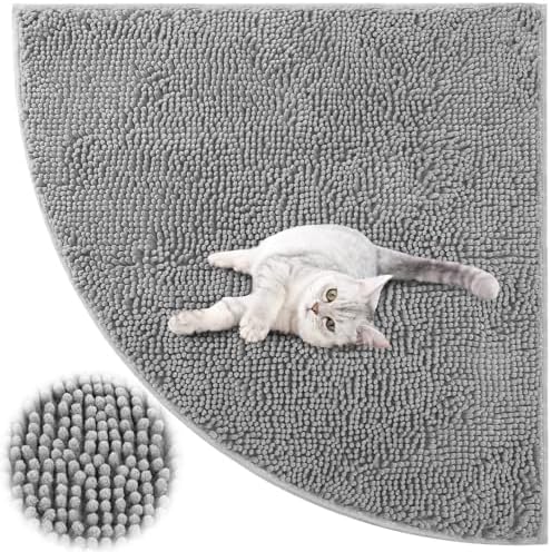 Tinideya Corner Cat Litter Mat Trapping Waterproof Non Slip, Light Gray
