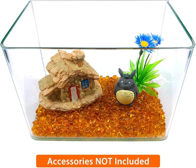 1 Lb (460 g) Orange Sea Glass Stones Irregular Rainbow Glass Pebble Decorative Rock Quartz Tumbled Gemstone Chips for Aquarium Decoration/Vase Filler/Jewelry Making/Handwork Craft/Gems Display