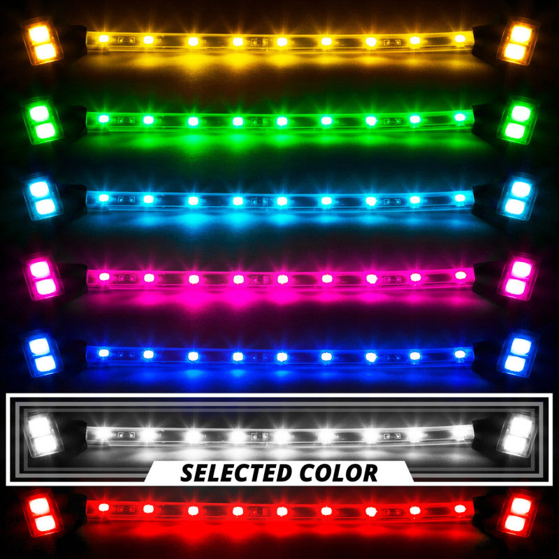 XK Glow Strip Single Color Underglow LED Accent Light Car/Truck Kit White - 8x24In Tube + 4x8In