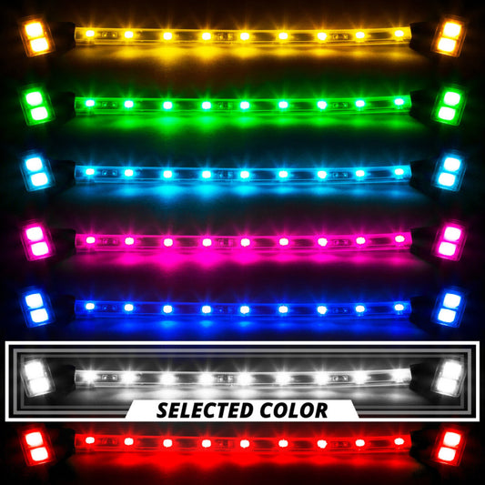 XK Glow Strip Single Color Underglow LED Accent Light Car/Truck Kit White - 8x24In Tube + 4x8In