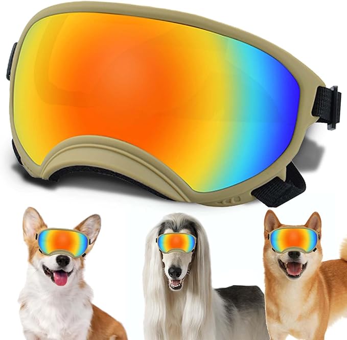Medium Dog Sunglasses with Adjustable Strap UV Protection, Winproof Dog Puppy Sunglasses, Suitable for Medium Dog Pet Glasses, Dogs Eyes Protection,Soft Dog Goggles