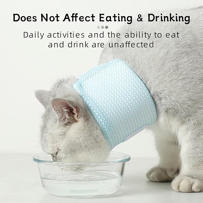 Cat Neck Brace Cover - Breathable & Adjustable Elizabethan Collar for Post-Surgery Recovery Anti-Scratch Anti-Lick Protection, Cervical Cone for Small Medium Large Dogs Puppies Kittens (Small,Blue)
