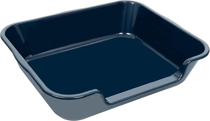 1 Pack of Extra Large Cat Litter Box (ABS Material), Low Entry Senior Litter Pen for Geriatric Kitty Big Cats, Jumbo Pet Safe Litter Boxes Tray for Indoor Pets Potty (Dark Blue, 24"L x 20"W)