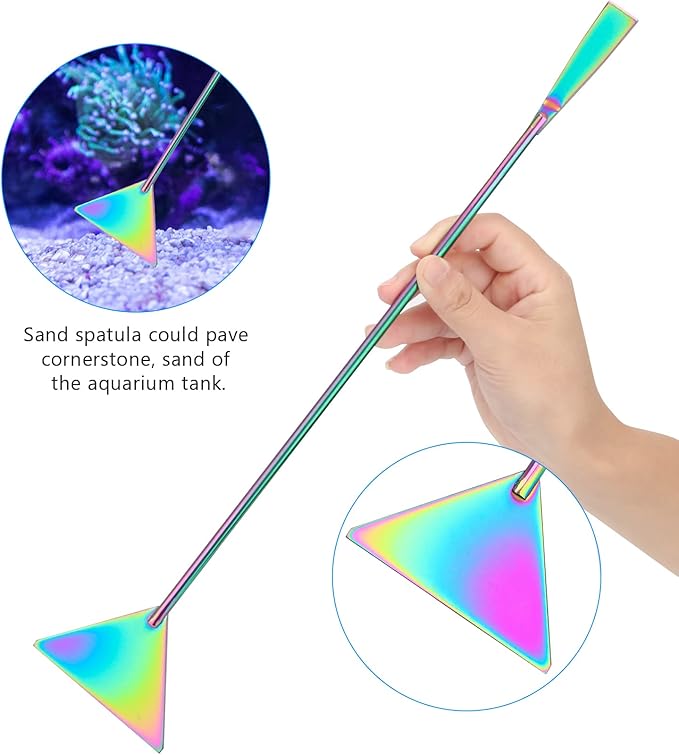 Aquarium Aquascape Tools Kit 15 in, 4in1 Anti-Rust Aquatic Plant Aquascaping Tool Stainless Steel Silver Tweezer Scissors Spatula for Aquarium Tank Clean (15in, Colorful)