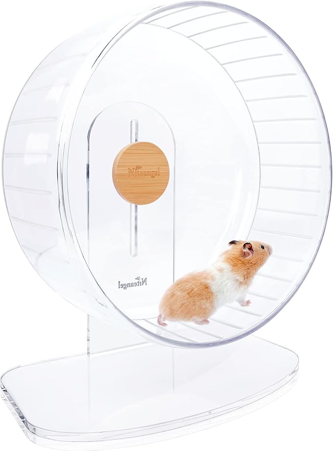 Niteangel Super-Silent Hamster Exercise Wheels - Quiet Spinner Hamster Running Wheels with Adjustable Stand for Dwarf Syrian Hamsters Gerbils Mice Or Other Small Animals