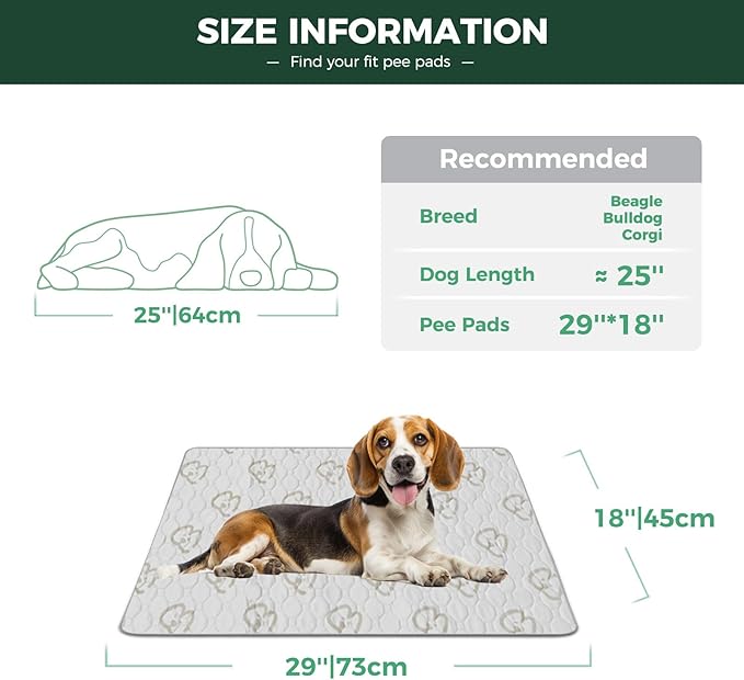 FXW Washable Pee Pads for Dogs, Puppy Pads with Super Absorbent, Specifically Designed for 30inch Cages, 29" × 18" Rectangle, Khaki, 1 Pack