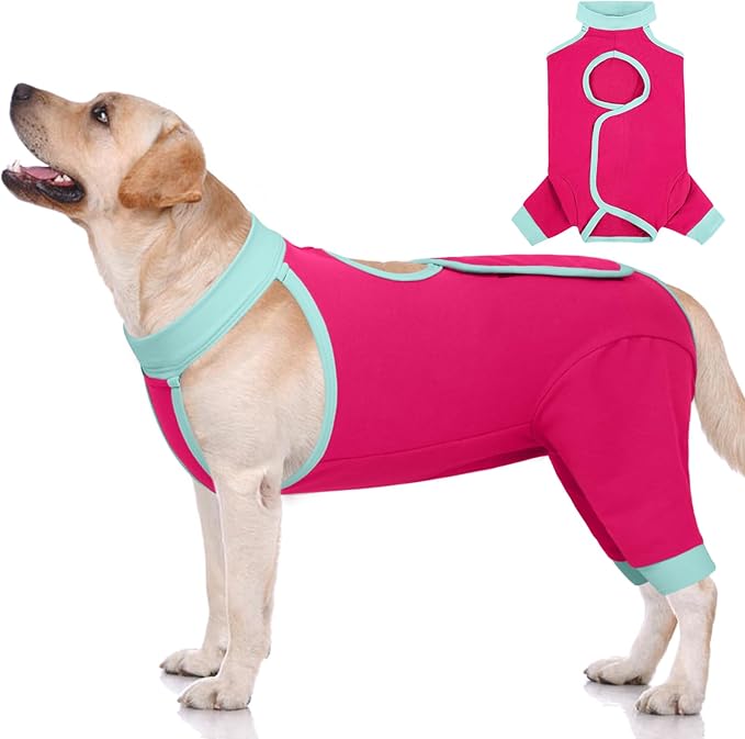 ROZKITCH Dog Surgery Leg Sleeve Rear Legs, Male Female Pet Prevent Licking Wound Elbow Knee Protector, Dog Recovery Suit Cone Collar Alternative Pants Shirt for Wound Heal Wrap Rosered L
