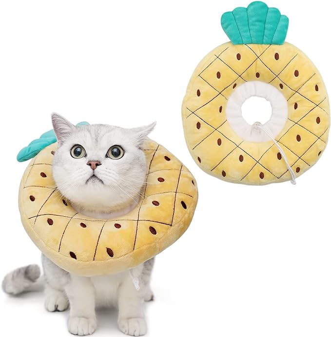 ANWA Adjustable Cat Cone Collar Soft, Cute Cat Donut Collar After Surgery, Kitten Recovery Cones to Stop Licking