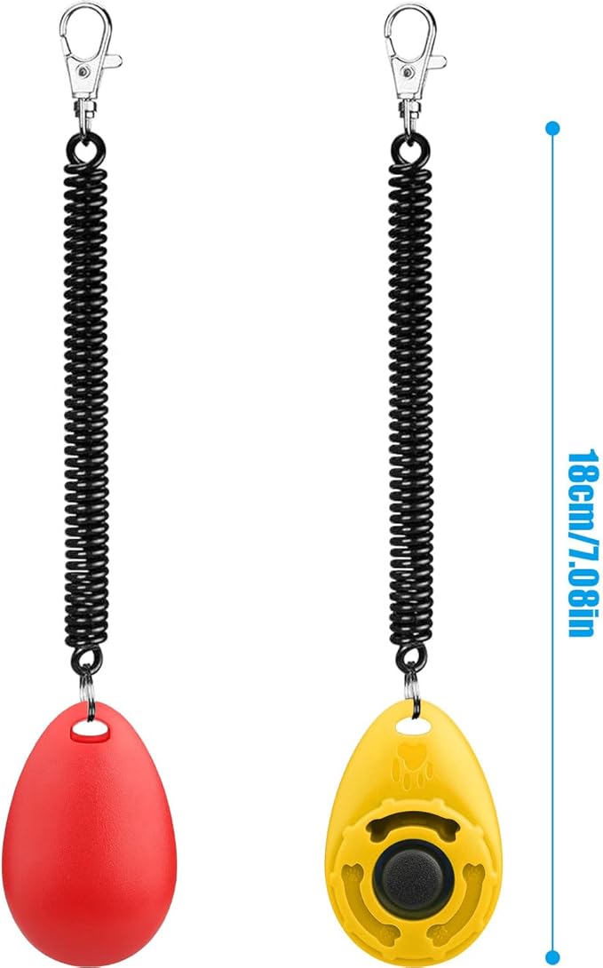 Dog Clicker for Training, 2 Pack Dog Training Clicker, Clicker Dog Training with Wrist Strap, Pet Training Clicker, Perfect for Dog Cat Puppies Behavioral Training (Red and Yellow)