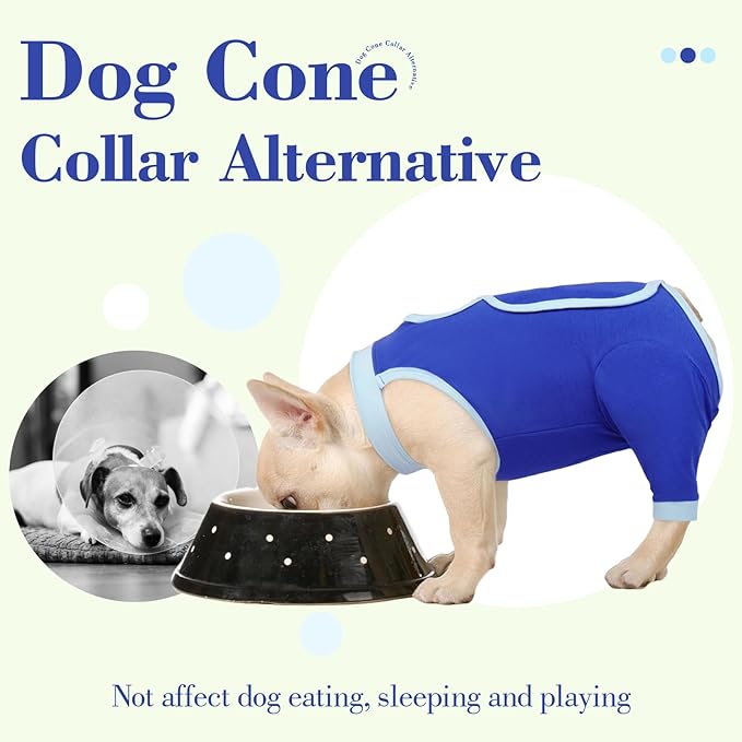 ROZKITCH Dog Surgery Leg Sleeve Rear Legs, Male Female Pet Prevent Licking Wound Elbow Knee Protector, Dog Recovery Suit Cone Collar Alternative Pants Shirt for Wound Heal Wrap Blue L
