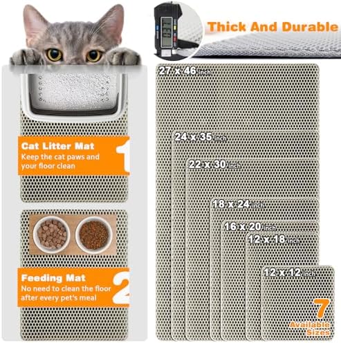 Cat Litter Mat 24"x35", Double Layer EVA litterbox Mat