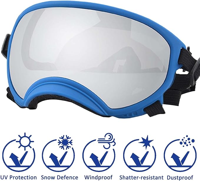 Medium Dog Sunglasses with Adjustable Strap UV Protection, Winproof Dog Puppy Sunglasses, Suitable for Medium Dog Pet Glasses, Dogs Eyes Protection,Soft Dog Goggles