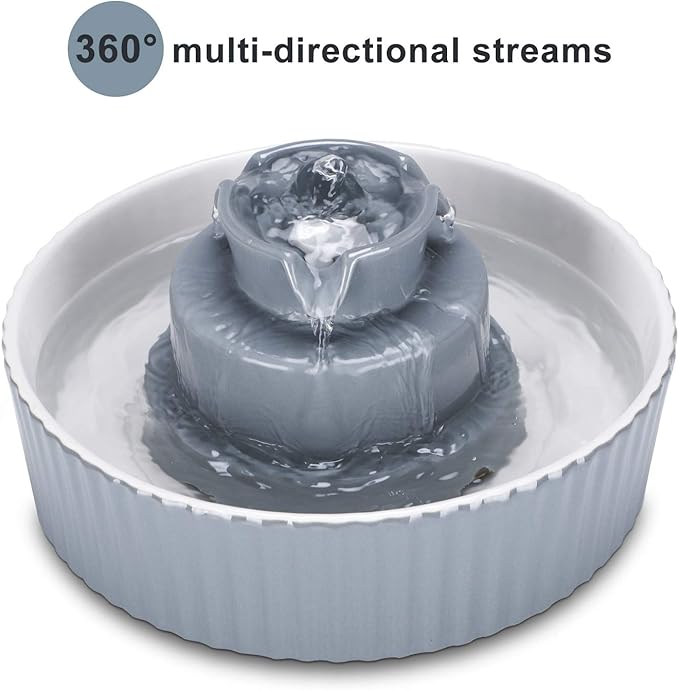 Ceramic Cat Water Fountain, 2.1L/71oz Cupcake Pet Water Fountain for Dog and Cat Indoor, 2 Ultra Quiet Pumps & 3 Carbon Filters