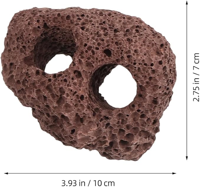 Housoutil Lava Rock Aquarium, 6PCS Aquarium Volcanic Stone Plant Fixer Ornaments, Double-Hole Fish Tank Rocks Ornament for Aquascaping, Fish Tank, Terrarium and Landscape Design