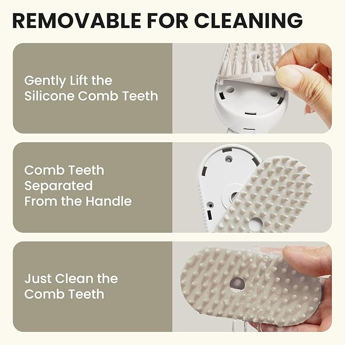 Cat Steam Brush for Shedding, Pet Steam Brush for Cats and Dog, 4 in 1 Rechargeable Cat Hair Brush, Spray Anti-Static, Massage, Cleaning, Shedding & Combing All In One, for Long & Short Haired Pets!