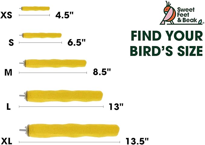 Comfort Grip Safety Perch for Bird Cages - Pedicure Perch for Birds to Keep Nails and Beaks in Top Condition - Safe Easy to Install Bird Cage Accessories - L 13"
