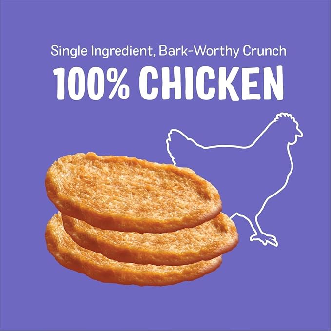 Three Dog Bakery Bark’N Crunch! Chicken Chips, Crunchy Treats for Dogs, Single Ingredient, High Protein Snacks, No Artificial Flavors or Colors, Made in The USA, 15 oz