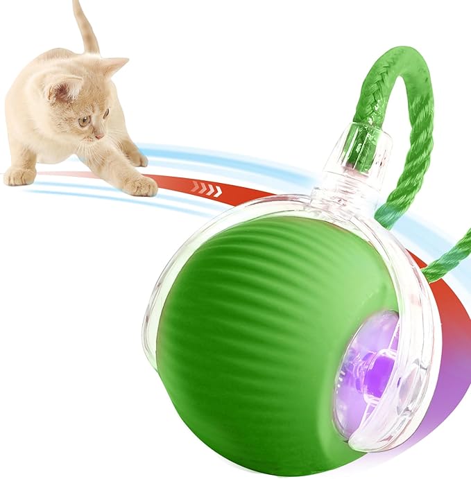 Interactive Cat Toys for Indoor Cats, Rechargeable 360° Automatic Moving Cat Toy for Bored Indoor Adult Cats, 2025 Upgraded Chase Motion Activated Kitten Toys - Green