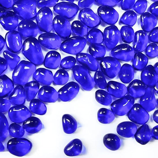 0.88LB Deep Blue Fish Tank Gravel Aquarium Glass Stones Sea Glass Pebbles Aquarium Gravel Rocks Fish Tank Rocks, Beads Pebbles Rock Sand Glass Gems Stones for Vase Filler Fish Turtle Tank Decoration