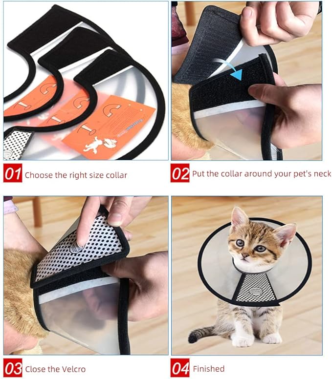 Plastic Pet Recovery Collars & Cones for Dogs and Cats After Surgery Adjustable Dog Neck Cone Surgical Elizabeth E-Collar Prevent Biting and Stop Licking Wound (XXXS)