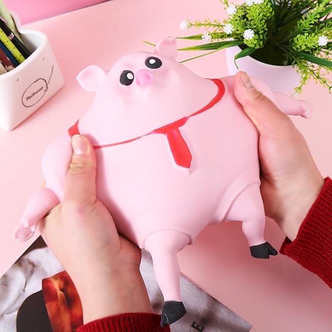 Stretchy Glue-Sand Filled Rubber Pig, Latex Piglet Soft Decompression Doll Toy, Animal High-Elastic Stretchable Decompression, Decompression Toy for Adults and Children (Pig-L)