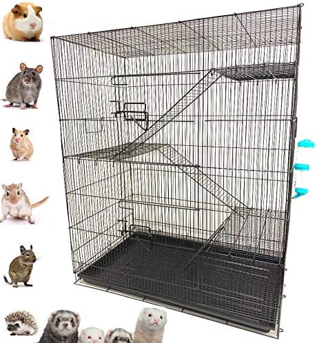 Extra Large 4-Floors with Tight 3/8-Inch Bar Spaing for Ferret Chinchilla Sugar Glider Rats Mice Hamster Gerbil Squirrel Rodent Degu Dagus Small Animal Critter Cage