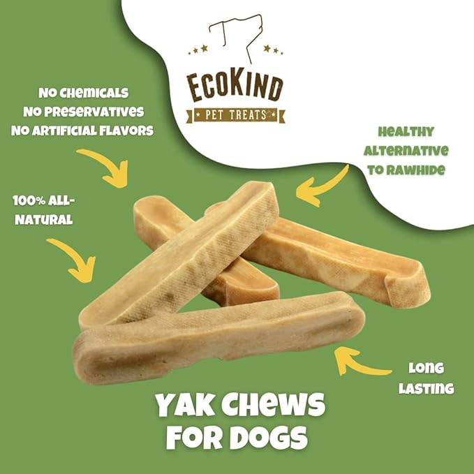 EcoKind Premium Gold Yak Cheese Himalayan Dog Chews, Dog Treats Large Breed, All Natural, High Protein, for Aggressive Chewers, Large - 2 Chews