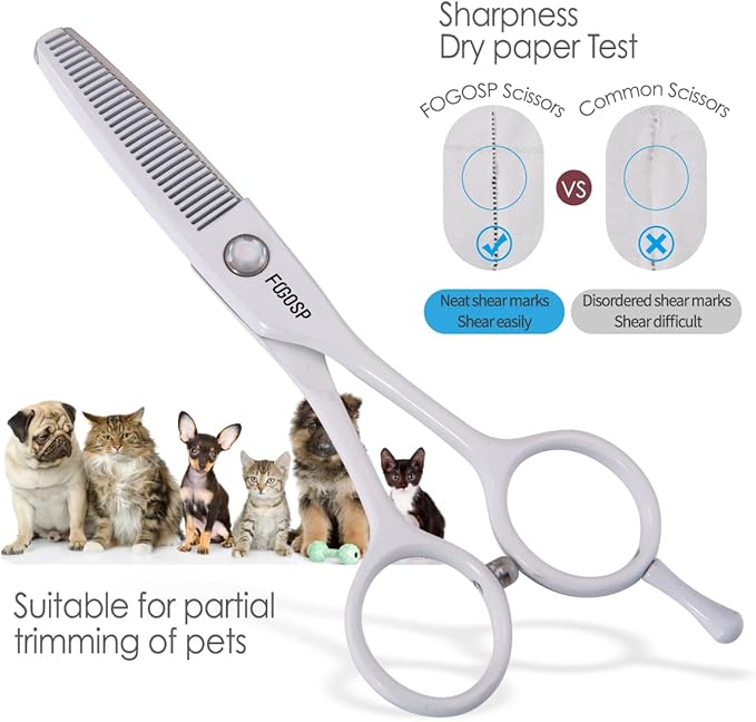 5 in Thinning Shears for Dogs Grooming Face for Small Dogs Eyes Face Paw Professional Small Cat Grooming Scissors(5" Blender,White)