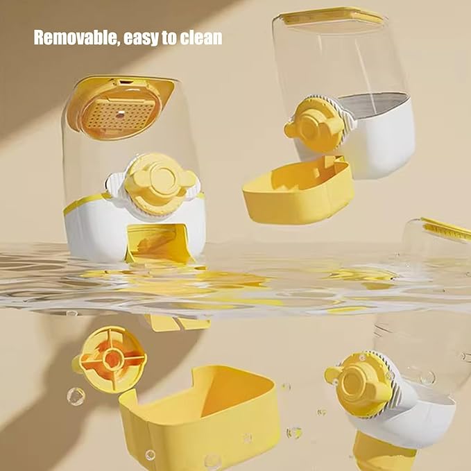 Pet Hanging Automatic Feeders Drinking Bowls，Gravity Rabbit Feeder and Water Set，Cage Cat Food Bowl Feeding Station for Puppy Kitten Chinchilla Hedgehog Guinea Pig Ferret (Yellow-Water)