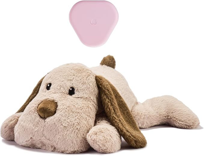Puppy Heartbeat Toy for Anxiety Relief Dog Behavioral aid Toy for Puppies Sleep Aid Separation Anxiety Soother Cuddle, Brown