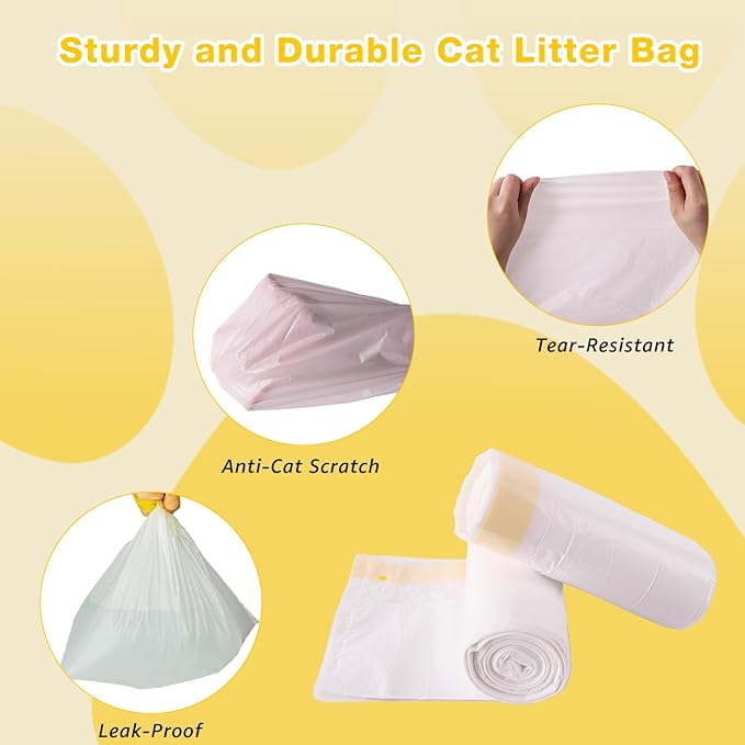 Litter Box Liners 20 Count, 37" x 18" Jumbo 3MIL Thicken Cat Litter Bags Tear Resistant Disposable Cat Litter Liners for XL Stainless Steel Litter Box and Other Suitable Size Litter Box