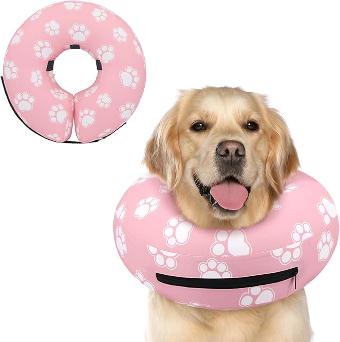 Supet Inflatable Dog Cone Collar Alternative After Surgery, Dog Neck Donut Collar Recovery E Collar, Soft Pet Cone for Small Medium Large Dogs