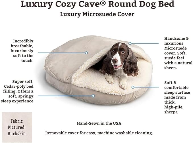 Snoozer Luxury Microsuede Cozy Cave Pet Bed, Large - Sapphire