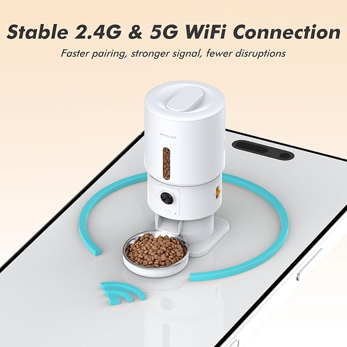 Automatic Cat Feeder with Camera - 5G WiFi Timed Cat Food Dispenser, 1080P HD Video with Night Vision, 1-15 Meals, 1-99 Portions, 2-Way Audio, Keeps Dry Food Fresh, 5L Auto Pet Feeder Also for Dogs