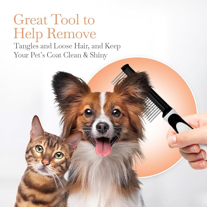 Fuller Brush Single-Sided Pet Comb - 25 Rust-Resistant Stainless Steel Pins - Ergonomic Rubberized Easy Grip Handle - Remove Tangles, Mats & Reduce Loose Hair - Tool for Grooming Dogs & Cats