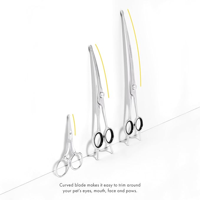 Tweezerman Pet Grooming Scissors, Stainless Steel Rounded Tip Trimming Shears for Dogs and Cats