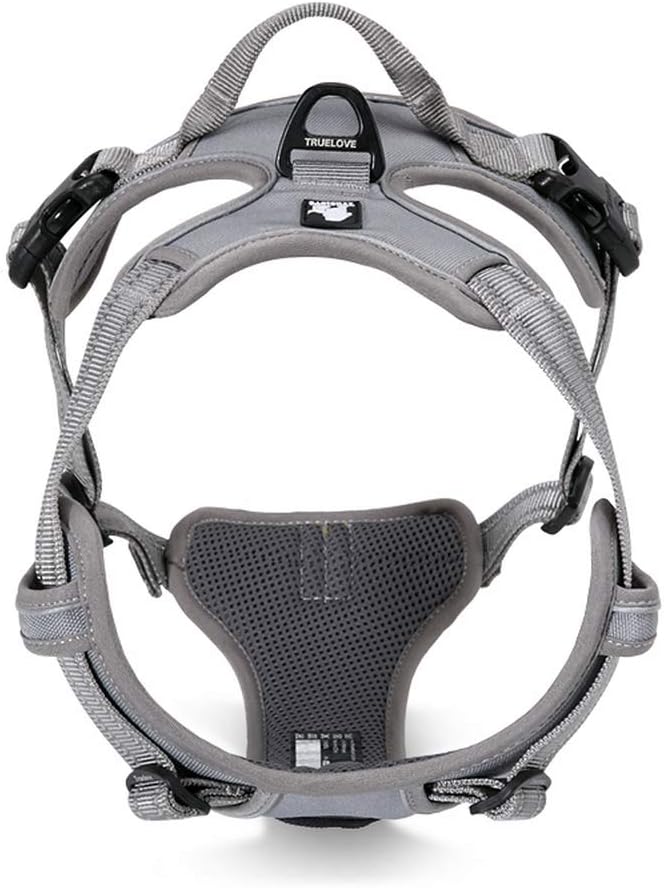 TRUE LOVE Adjustable No-Pull Dog Harness Reflective Pup Vest Harnesses Comfortable Control Brilliant Colors Truelove TLH5651(Gray,XS)