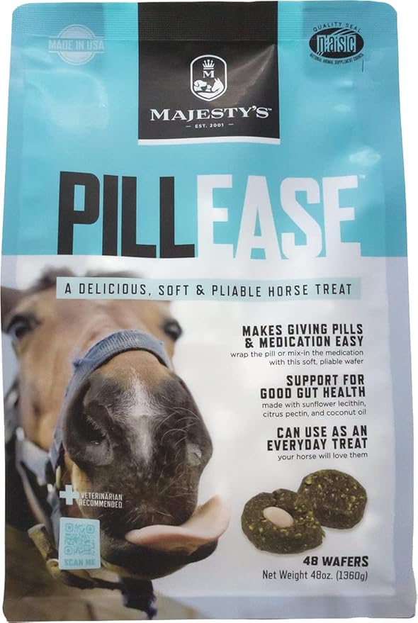 Majesty's PillEase Horse Treats | A Delicious Soft and Pliable No Bake Cookie Horse Treat | Makes Giving Pills & Medication Easy | Made in The USA - 48 Wafers