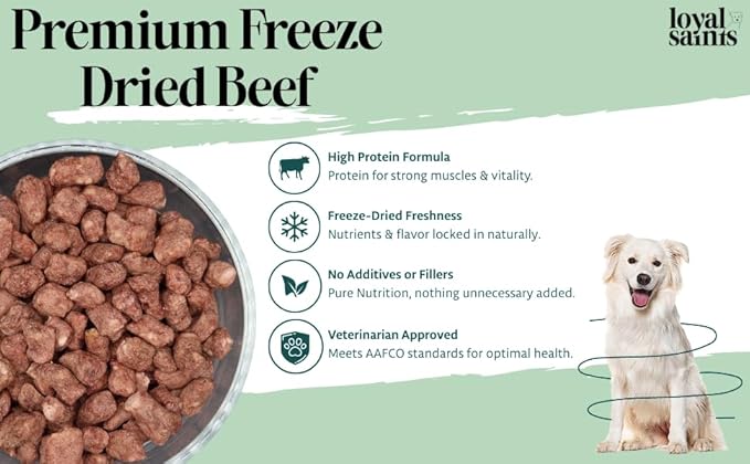 Freeze Dried Raw Dog Food - Premium Beef Flavor with High Protein and Grain Free Dog Food for Small or Large Breeds and Picky Eaters - Versatile as Meal Topper, Snack, and Treats, 14 Oz