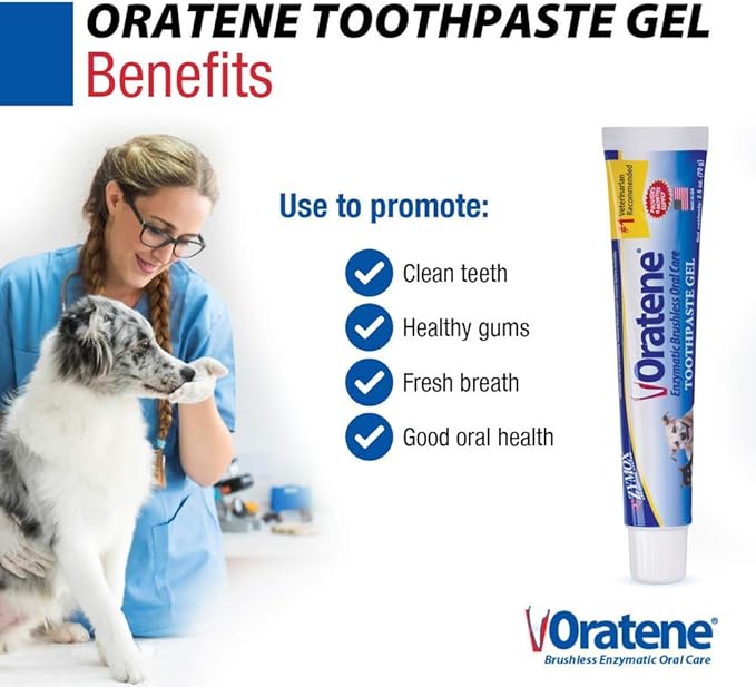 Pet King Brands ZYMOX Oratene Brushless Toothpaste Gel for Dogs and Cats, 2.5oz
