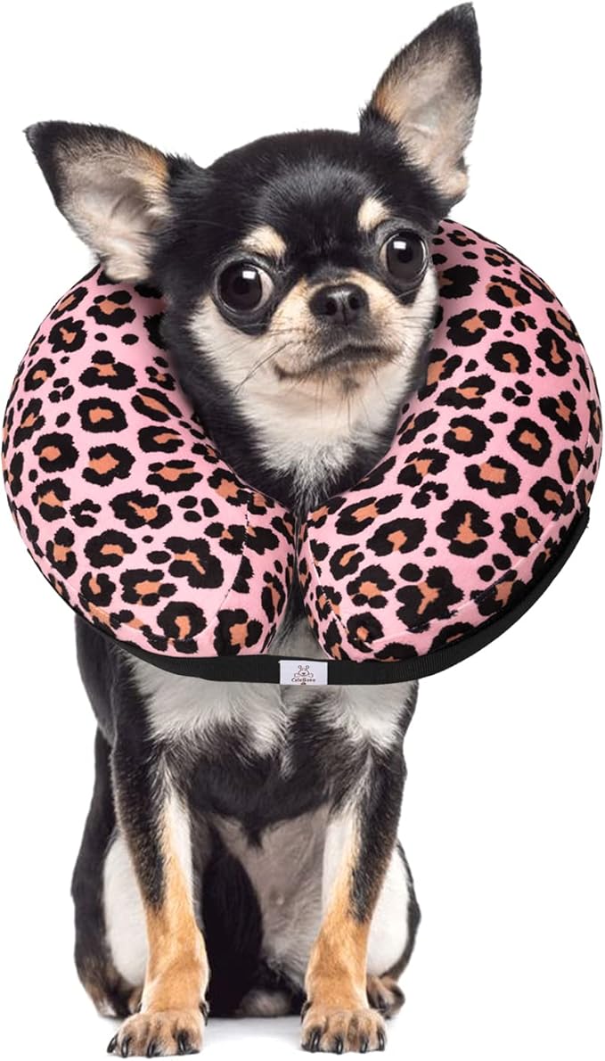 CuteBone Inflatable Dog Donut Collar with Removable Soft Fleece Covers for Small/Medium/Large Dogs and Cats After Surgery GWB10M