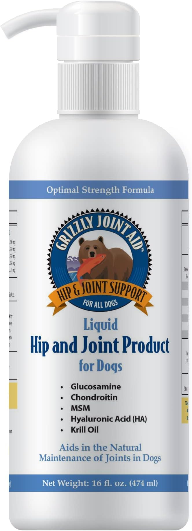 GRIZZLY PET PRODUCTS Joint Aid for Dogs Liquid Hip and Joint Support (Extra Strength), 16 fl oz