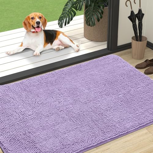 OLANLY Dog Door Mat for Muddy Paws 47x32, Super Absorbent Chenille Mud Mat