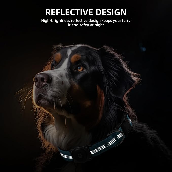 Upgraded AirTag Dog Collar, IP68 Waterproof Air Tag Dog Collar Holder, Reflective, Ultra-Durable, Comfortable Padded, Heavy Duty Dog Collars for Small Medium Large Dogs (S (10.6"-13.6"), Blue)
