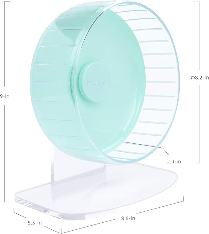Niteangel Super-Silent Hamster Exercise Wheels: - Quiet Spinner Hamster Running Wheels with Adjustable Stand for Hamsters Gerbils Mice Or Other Small Animals (S, Mint Green)