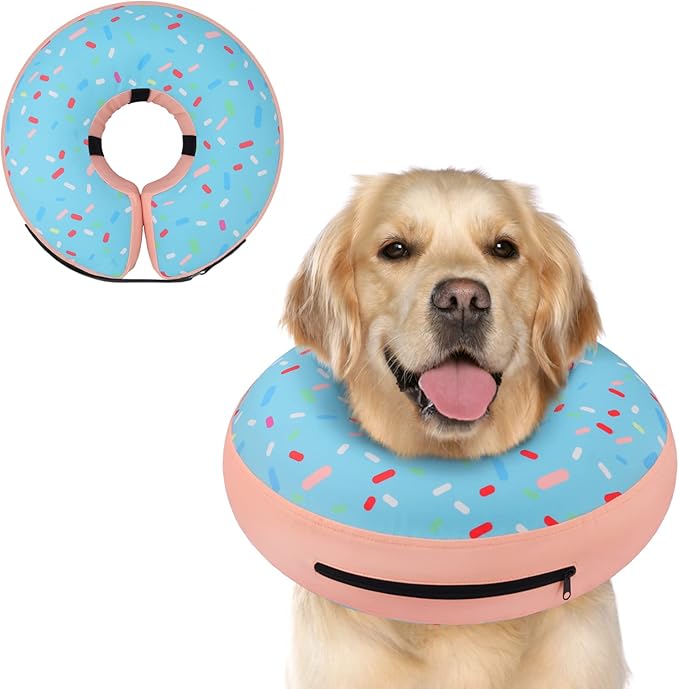 Supet Inflatable Dog Cone Collar Alternative After Surgery, Doggie Neck Donut Collar Recovery E Collar, Soft Dog Cone for Small Medium Large Dogs