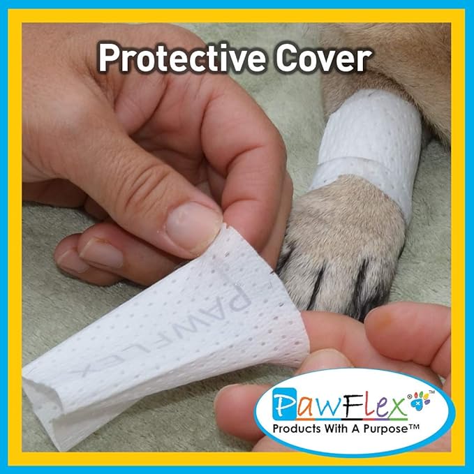 Protective Sleeve Tubular Cover - Bandages - for Dogs Cats and Other Pets First Aid Wound Care Comfortable Non-Adhesive Breathable & Water Resistant 18 Strips (yields 36-54 Covers)-(Medium)