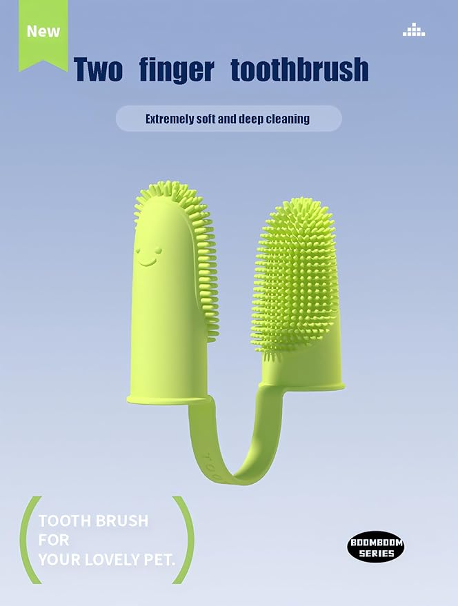 Pet Toothbrush， Dog Teeth Cleaning, Dog Finger Toothbrush，Double Ended